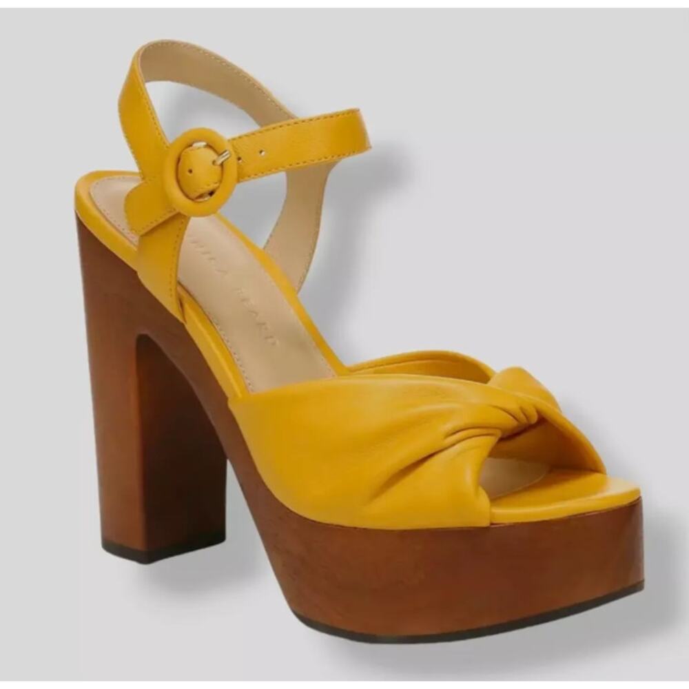 $395 MSRP-Veronica Beard Gela Twisted Leather Heeled Sandal-Sz 6.5 - Gently Worn
